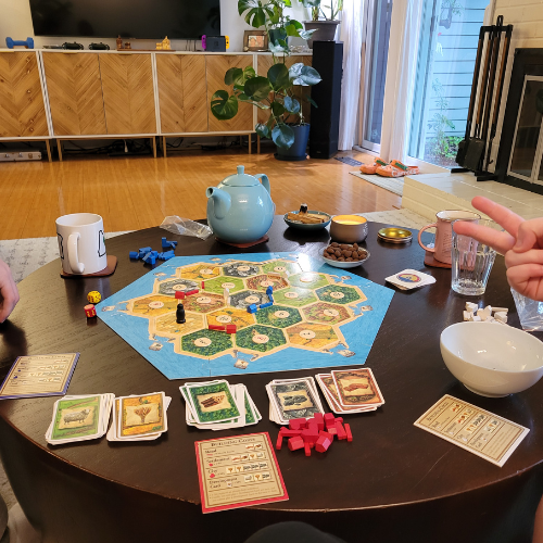 Tea, chocolate, and Catan